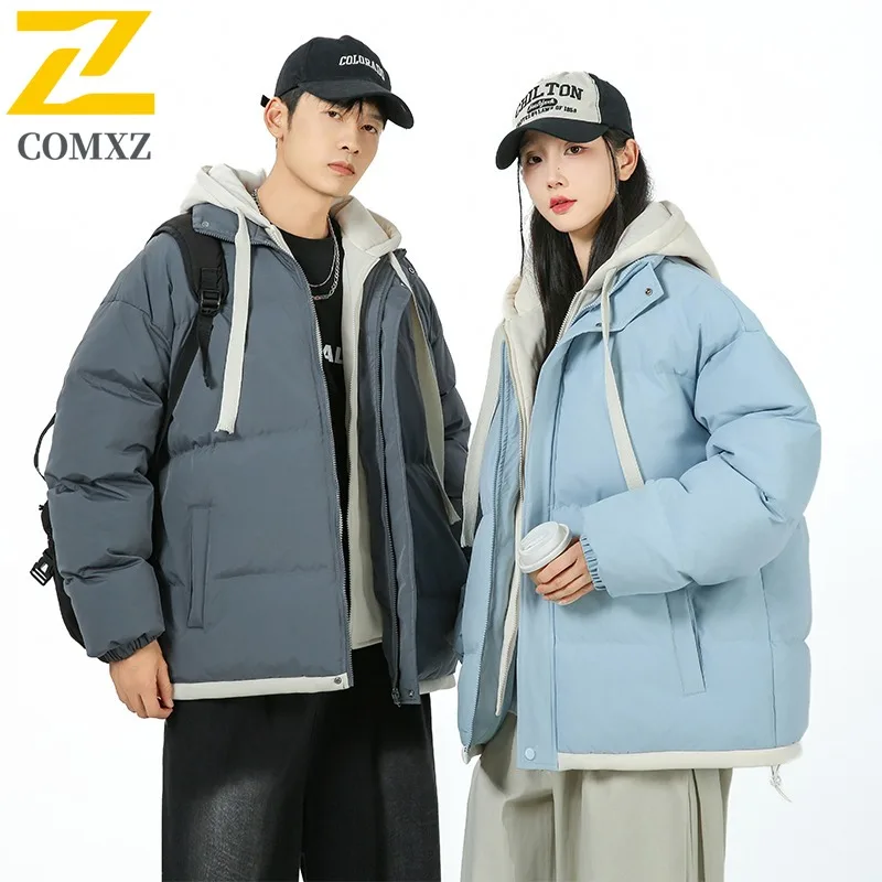 

COMXZ Unisex Puffer Jacket Hooded Outdoor Mountaineering Windproof Coat Solid Color Design Hiking Lightweight Autumn Clothes