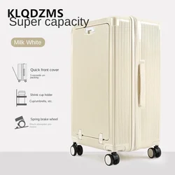 KLQDZMS-Valise pour ordinateur portable de grande capacité, cadre en aluminium avec porte-gobelet, bagages à roulettes, 24 