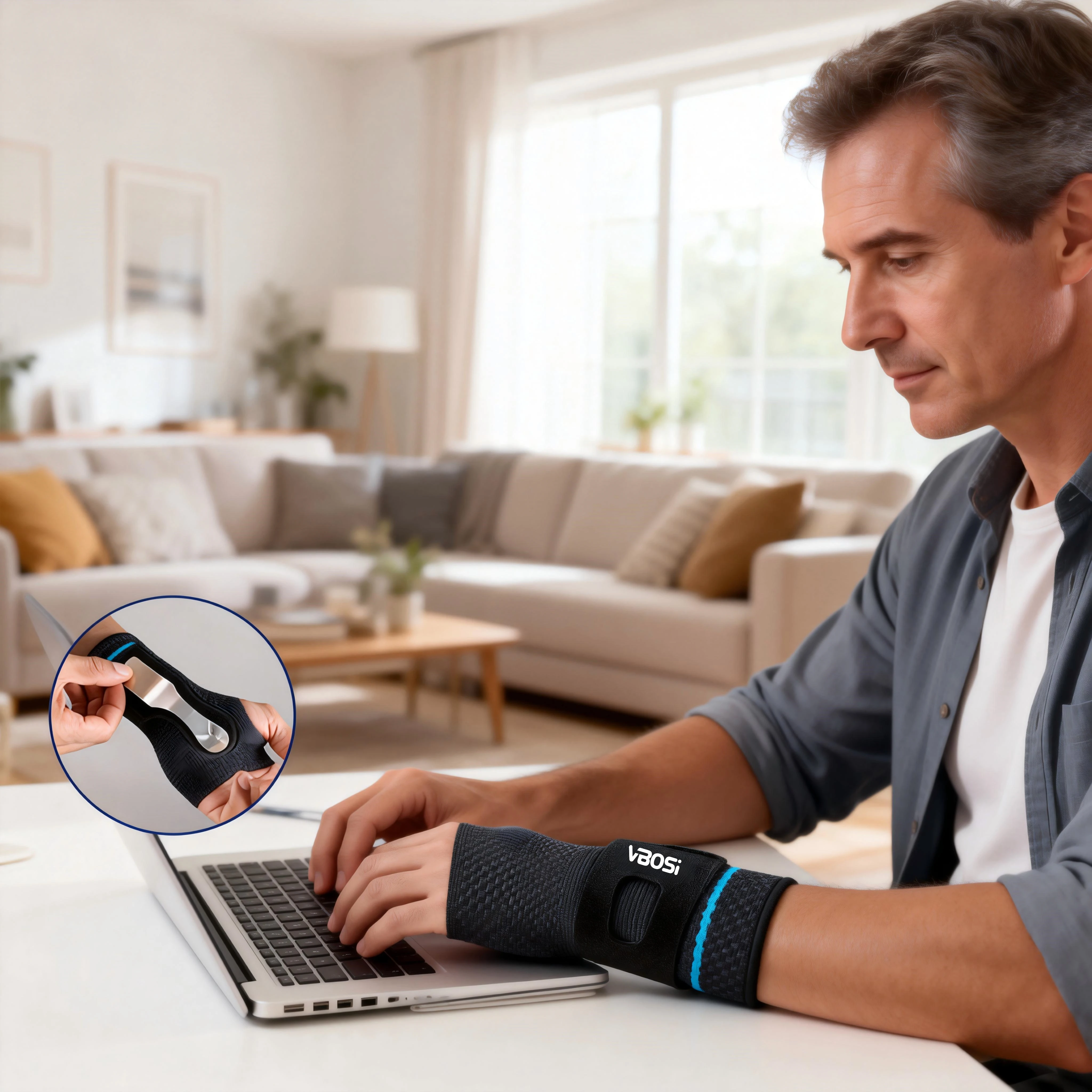 

VBOSi 1 Piece Wrist Splint Support with Metal Bar Stabilizer with Detachable Straps