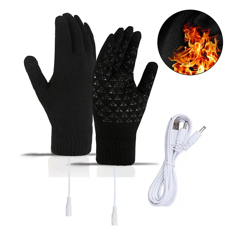 

Перчатки с электрическим подогревом, сенсорный экран, варежки для катания на лыжах на открытом воздухе, перчатки с USB-подогревом для альпинизма, альпинизма (без батареи)