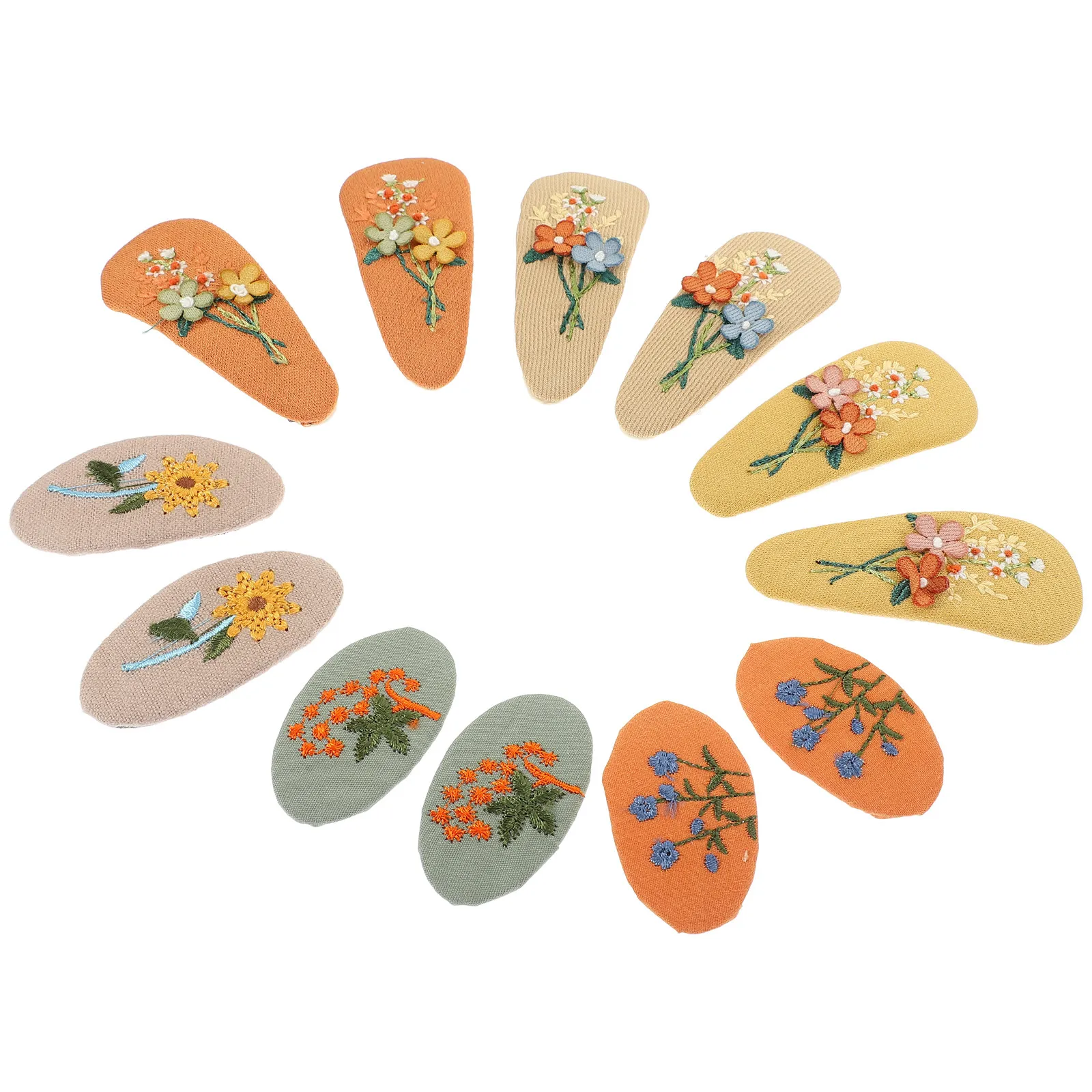 

6Pairs Embroidered Hair Clips Cute Flower Shape Girls Hairpins Kids Hair Accessories Lovely Toddler Barrettes for Parties Daily