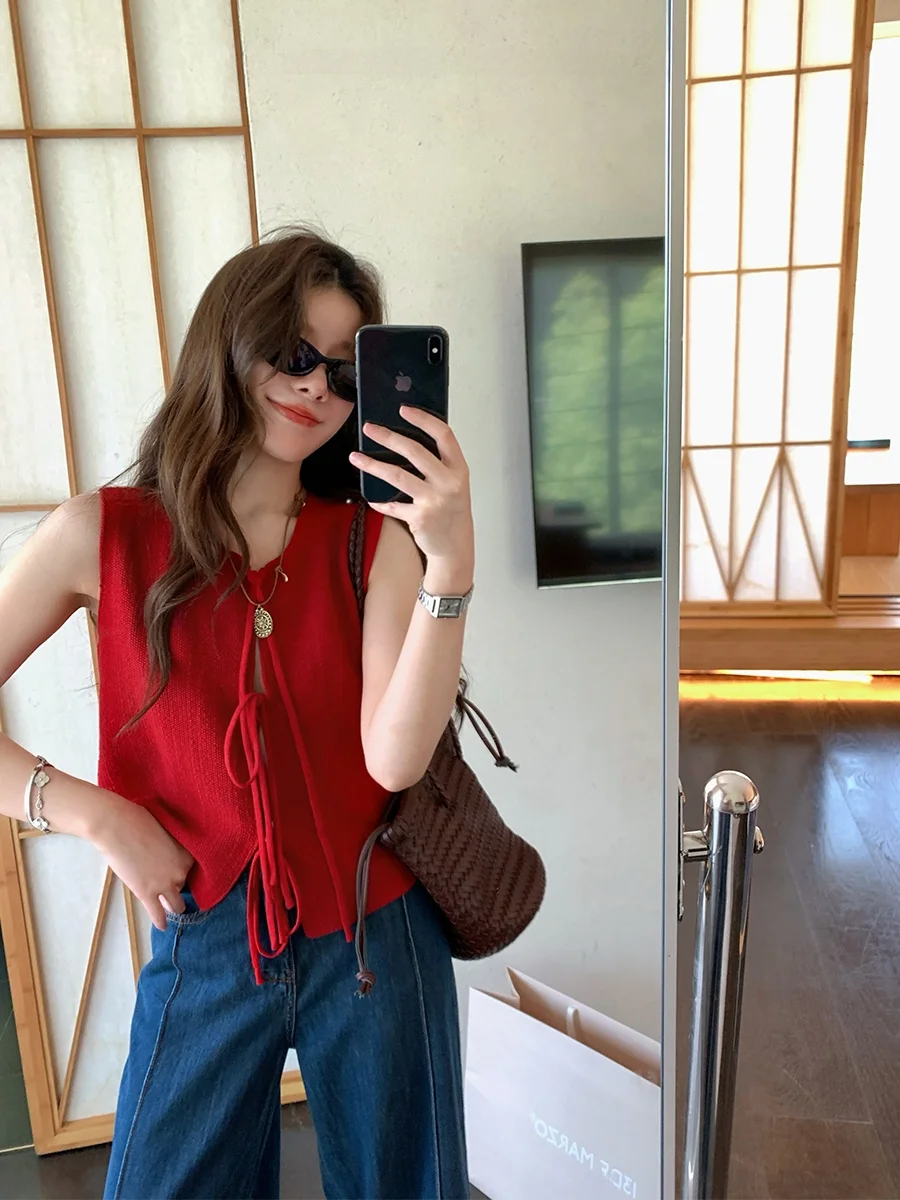 

Mukok Pure Cotton Knitted Open Cardigan Commuter Sle round Ne Regular Length Summer Season