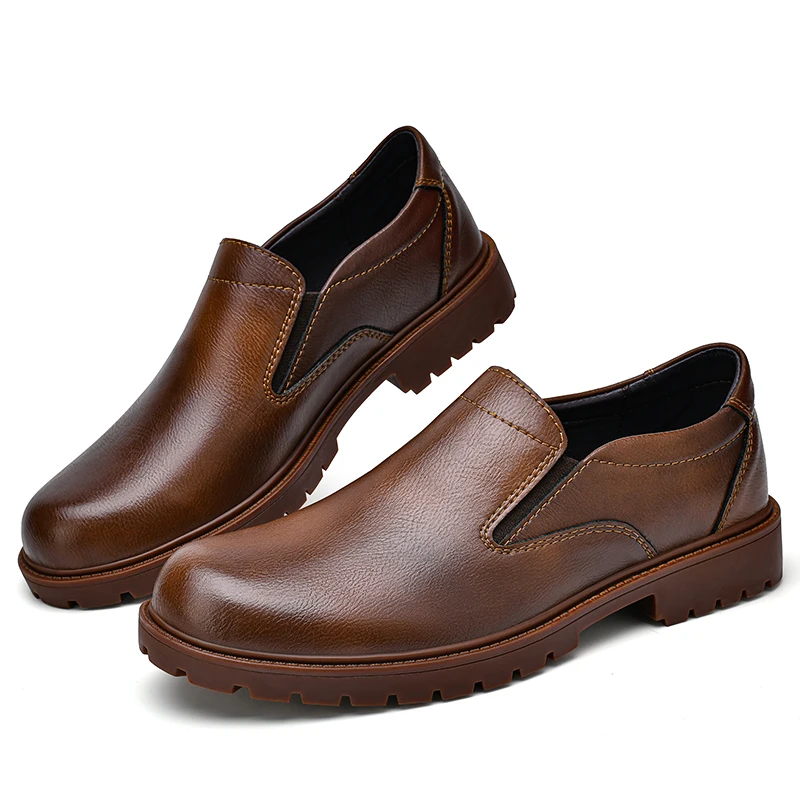 Mens Slip On Oxfords Loafers Casual Leather Shoes Pure Color New Arrival Italian Shoes Italian