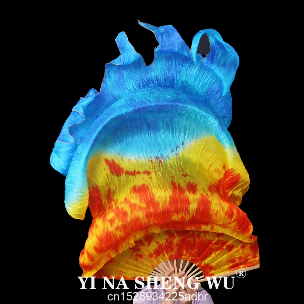 180x114cm 染色済み 100% シルク ファンベール 女性用 ベリーダンス パフォーマンス ファン ベリーダンス衣装とアクセサリー ファイヤーファン 1ペア