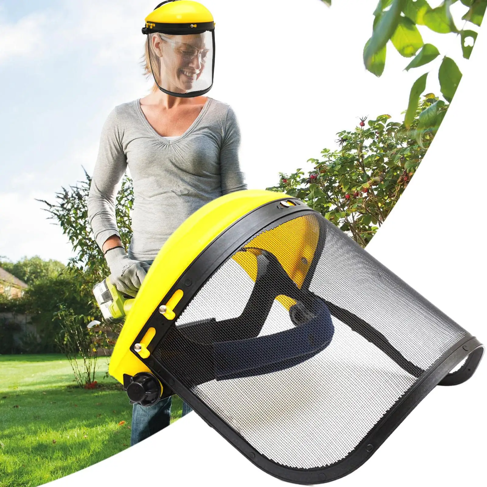 

Safety Face Shield Chainsaw Face Shield Adjustable Headgear with Iron Mesh Protective Masque Garden Supplies for Men Women