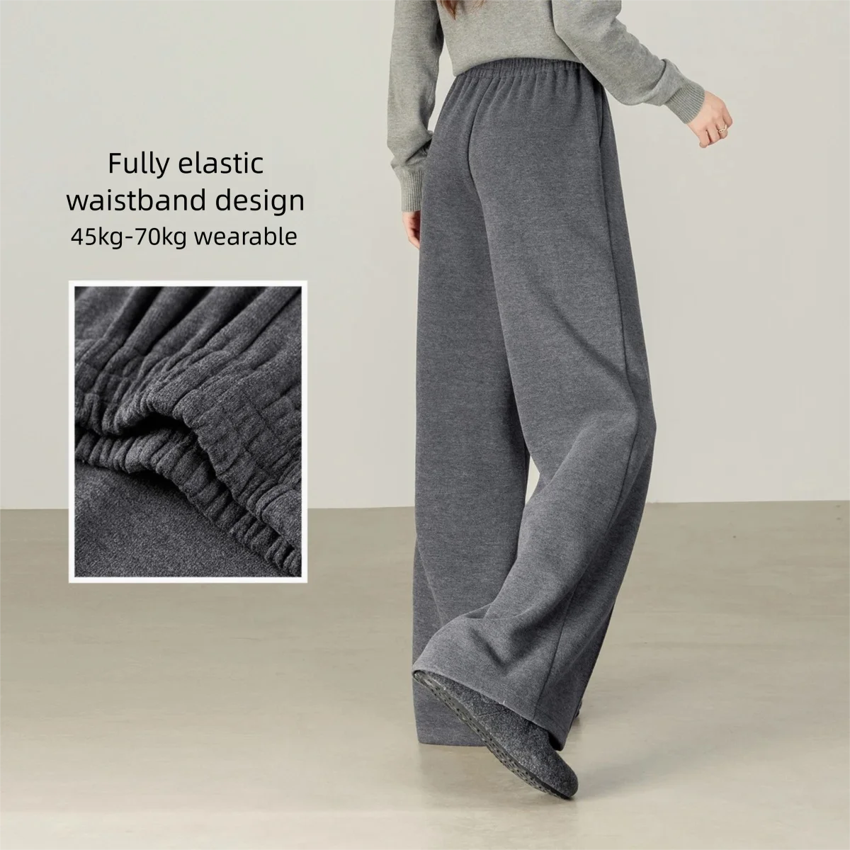 SENTUBILA Women's Knitted Pants 2025 Winter New Casual Commute Straight Pants Pockets Wide-leg Pants Female Clothes 154K80280
