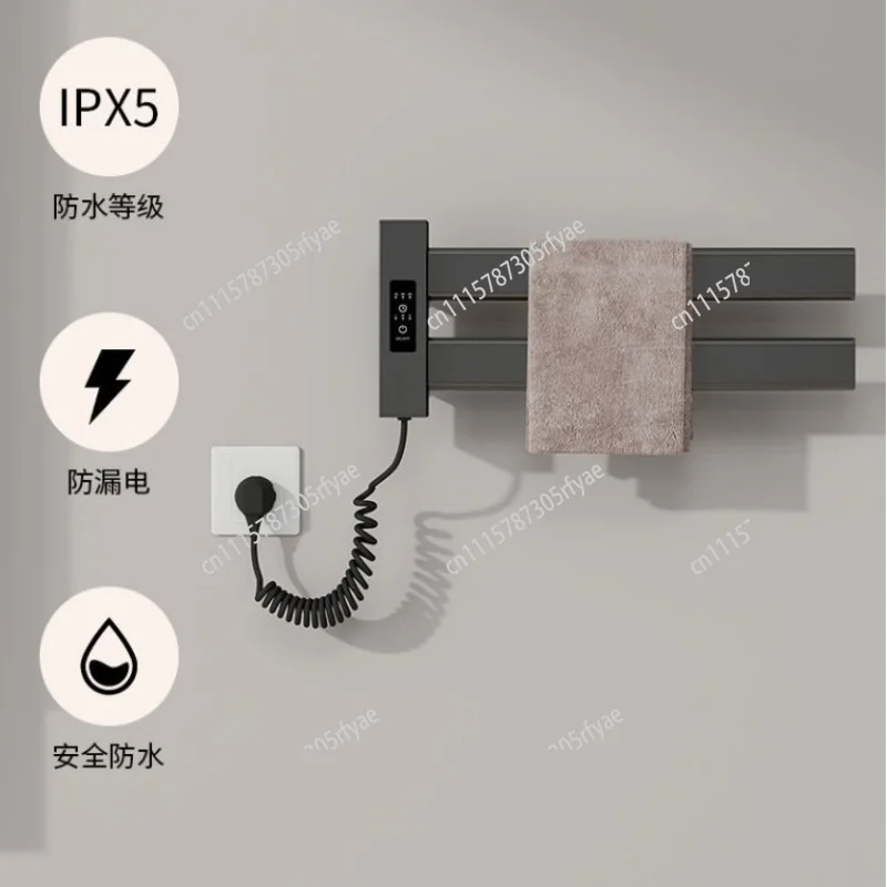 Smart Electric Heated Towel Rack Space Aluminum No Drill Installation Temperature Control Foldable Drying Rack For Bathroom