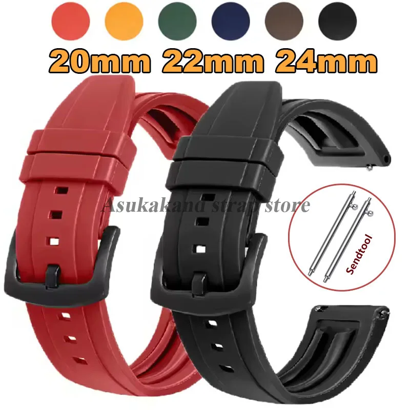 20 มม.22 มม.24 มม.เกรดพรีเมี่ยม Vulcanized ยางสําหรับนาฬิกา IWC สําหรับ Rolex QUICK RELEASE นาฬิกายางผู้ชาย Tropic