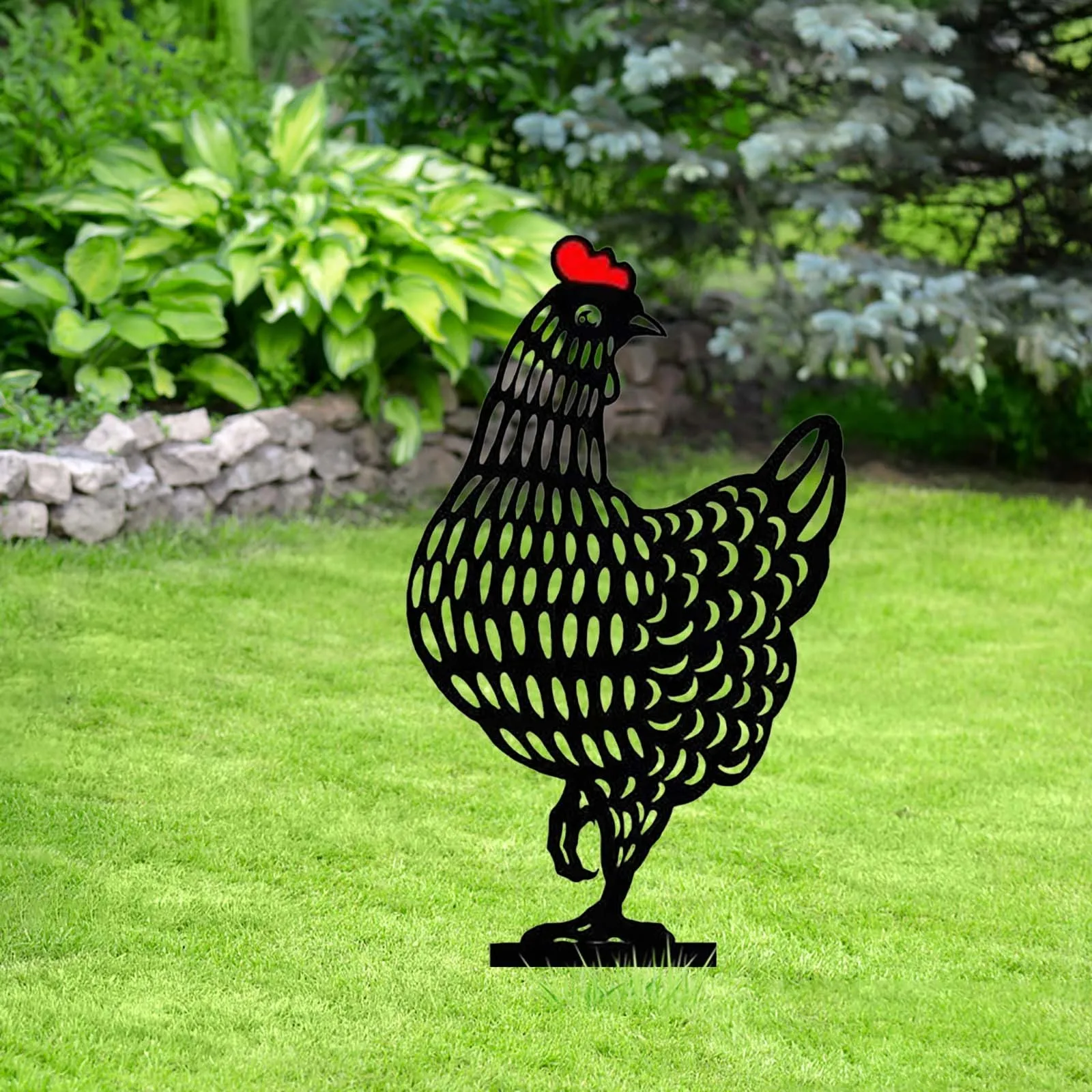 Fairy Garden Standing Chicken Rooster Statue Outdoor Stakes Yard Sign Ornaments Decor Acrylic Hen Yard Outdoor Lawn Garden Decor view 4