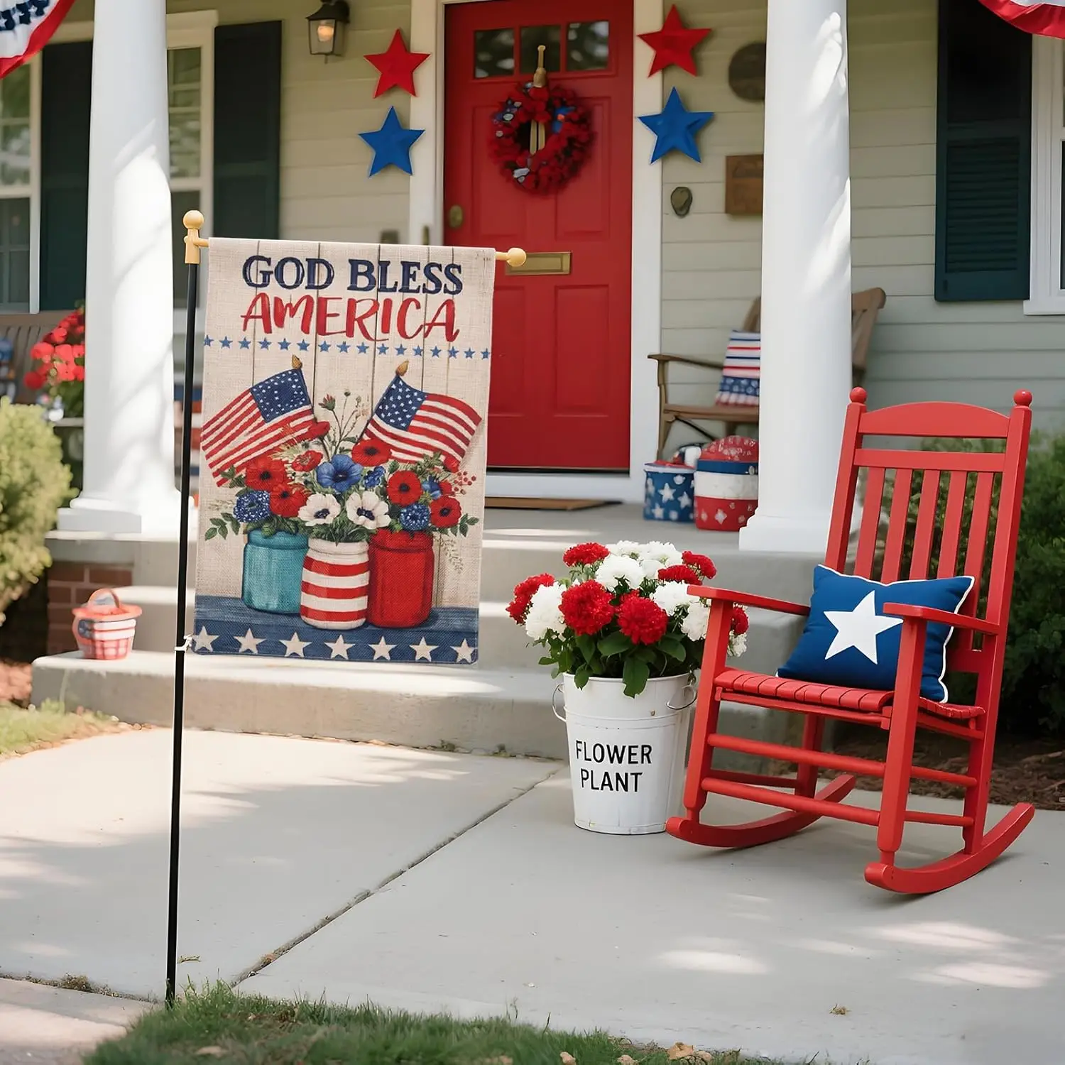 God Bless America Garden Flag 12 x 18 Inch, Patriotic Garden Flag for Outside, 4th of July Garden Flag Double Sided Yard Fla PPZ