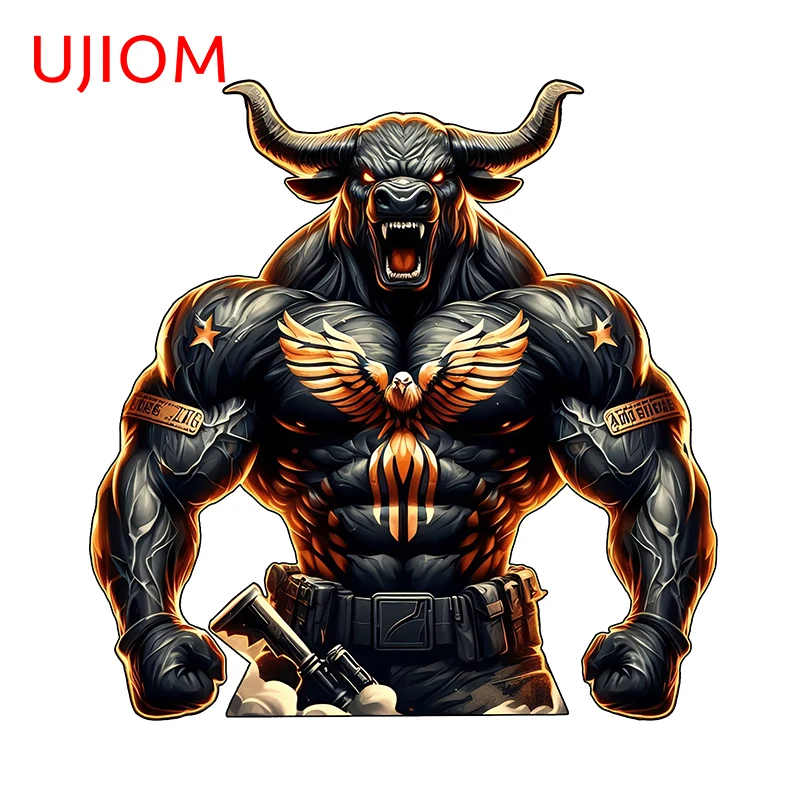 UJIOM 13cm × 12.7cm Minotaur Cool Wall Stickers Strong Bull Design Room Wallpapers Decals Fashion Refrigerator Decorartion