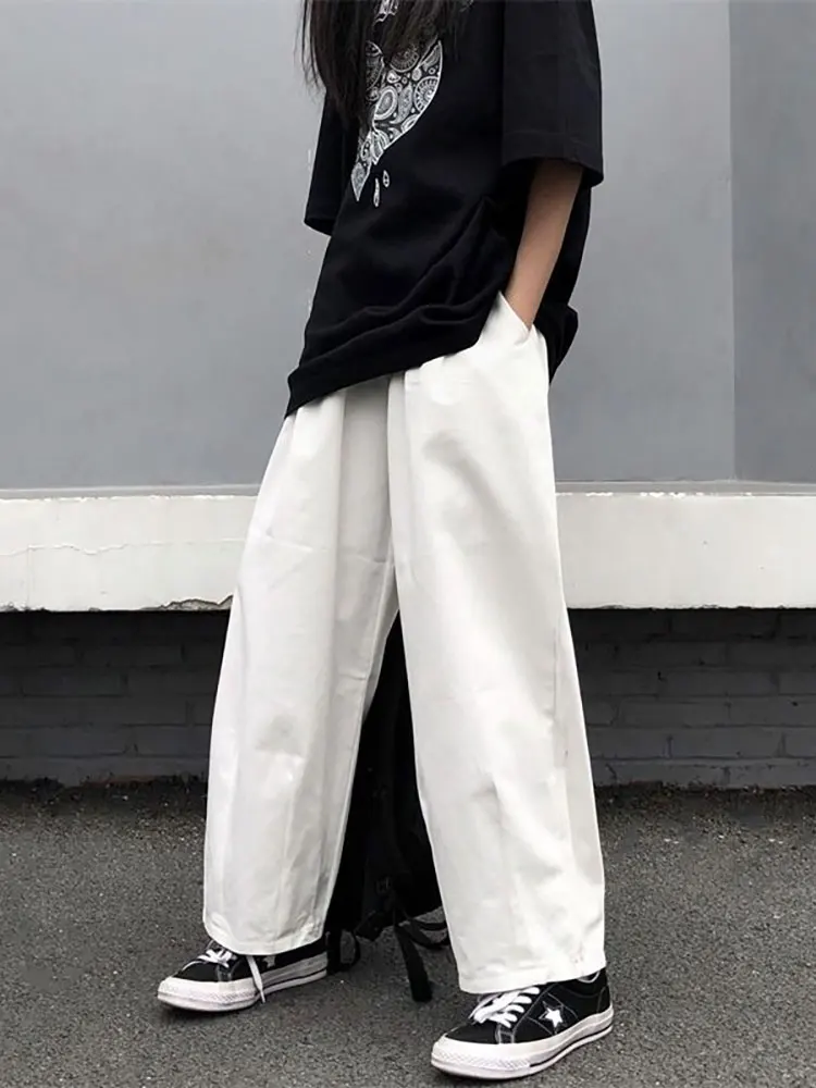 Frühling Sommer Weiß Baumwolle Baggy Hosen Männer Y2k Gerade Casual Hosen Lose Breite bein Cargo Hosen Männliche Koreanische Mode – Detail 1