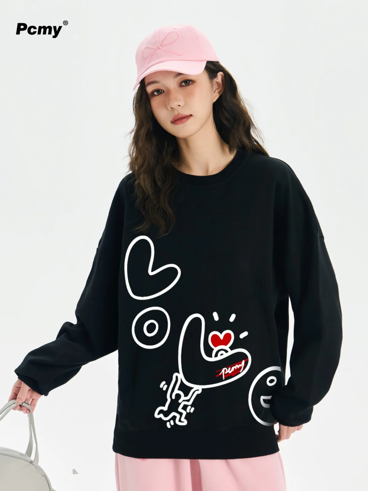 

Heavy Love Heart Crew Neck Sweatshirts 2024 New Fashion Trend Couple Hoodies