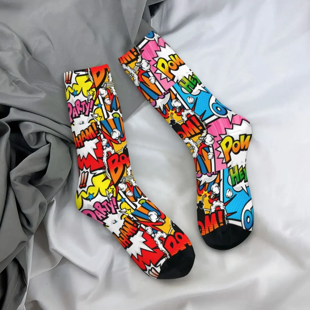 Autumn Winter Hip-hop Men\'s Women\'s Superheroes Comic Book Collection Pop Art Quotes Socks Breathable Basketball Socks