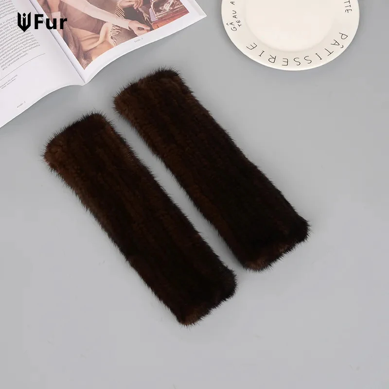 Winter Women Real Mink Fur Gloves Lady Warm Soft 100%Natural Mink Fur Fingerless Gloves Good Elasticity Fashion Fur Mittens