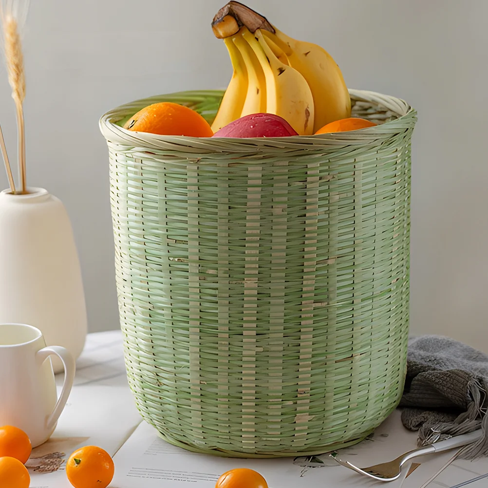 

Bamboo Woven Storage Basket Fruit Vegetable Snack Bread Organizer Kitchen Pantry Sundries Holder Decorative