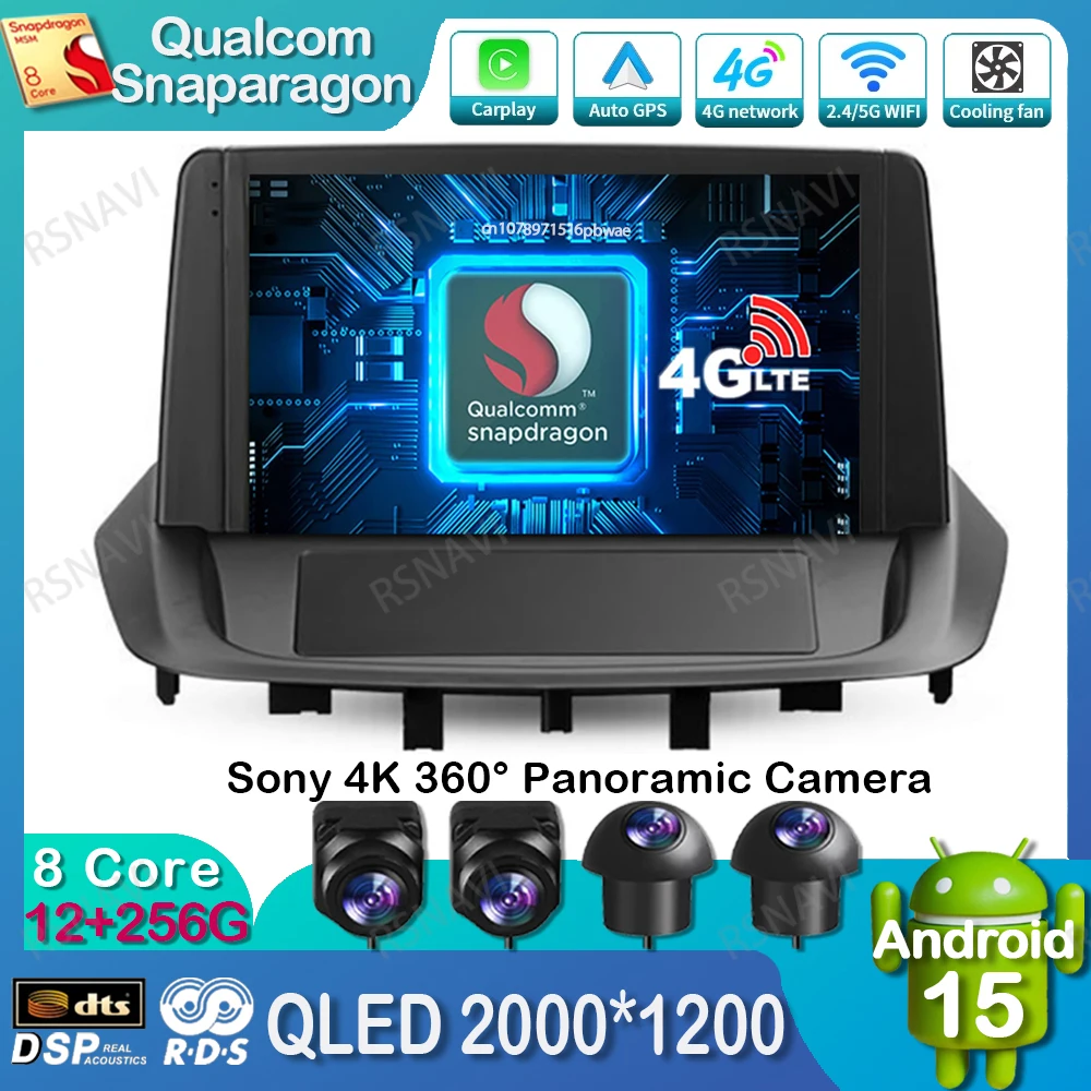 

Android 15 Car Radio For Renault Megane 3 RS Fluence Samsung SM3 2008 2010 2014 Qualcomm Multimedia DSP Wireless Carplay Auto BT