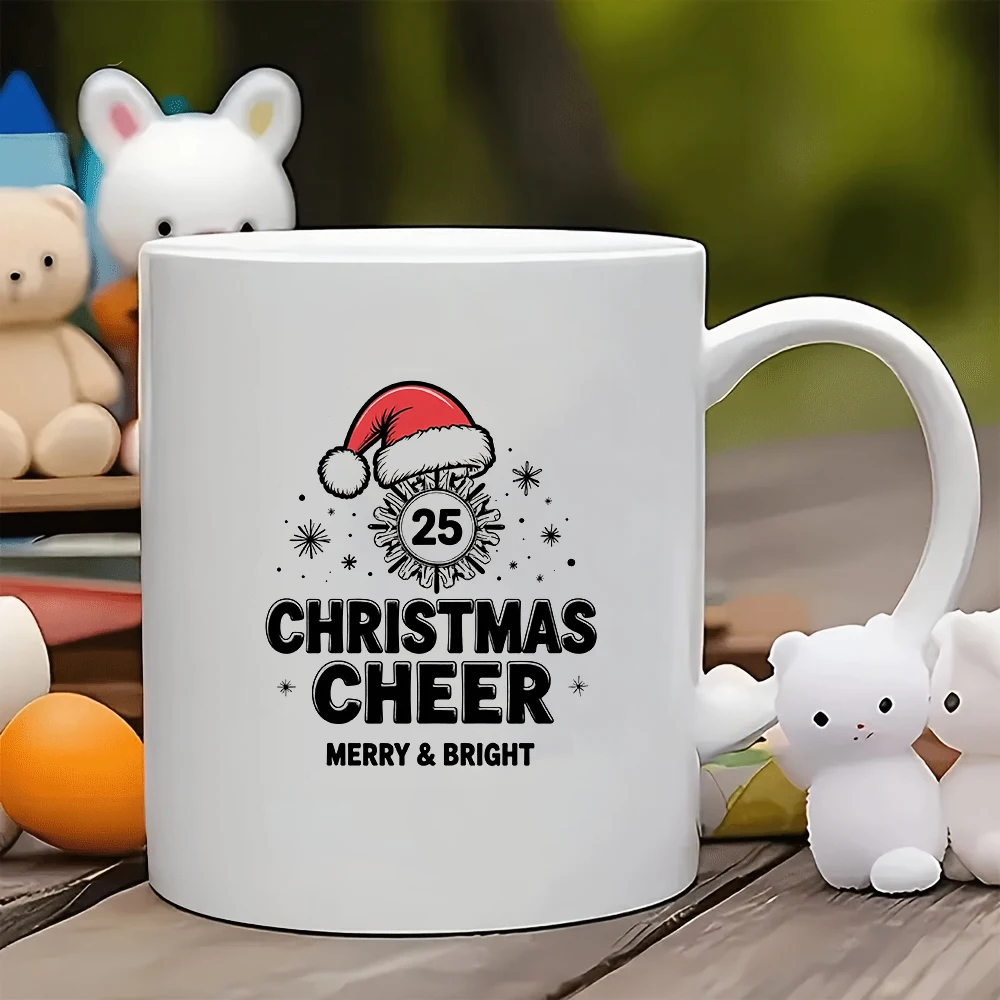 11オンスカップ + 漫画サンタ帽子ピンカップ クリスマスギフト 子供用水筒 家族 オフィス コーヒーカップ 楽しいクリスマスのお祝い