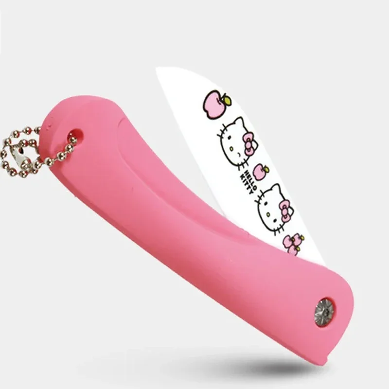 Hello Kitty Sanrio Fruit Knife Kawaii Ceramic Knife Folding Knife Portable Mini Exquisite Travel Household Peeler Food Knife