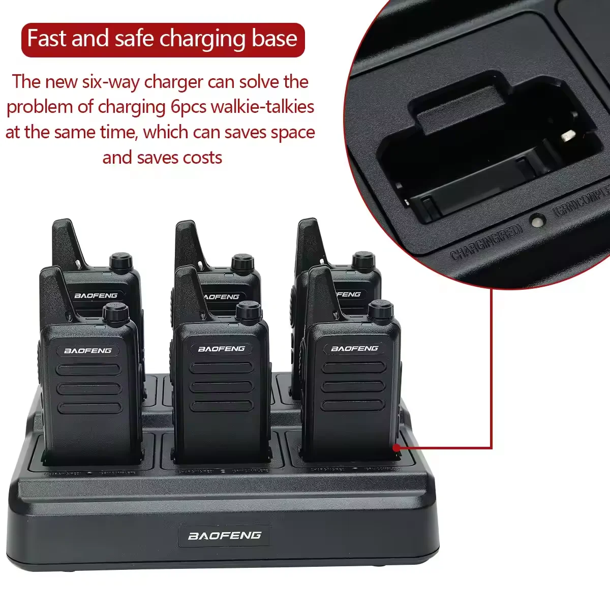 

Baofeng BF-T20 Six Way Charger Multi Function for Walkie Talkie KD-C1 RT22 Unit Charging Dock Two Way Radio Accessories