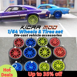 1/64 RLC Premium Electroplating Wheels with Slick Tires for Hot Wheels RLC Muscle Model Car Refitting Parts D:11mm+13mm (1 Set)