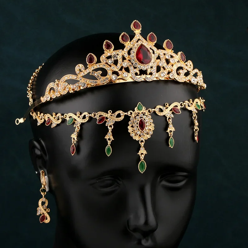 Bijoux de cheveux plaqués or avec biscuits marocains, coiffure de patients arabes, glands goutte d'eau, accessoires de mariage, cadeaux de mariée