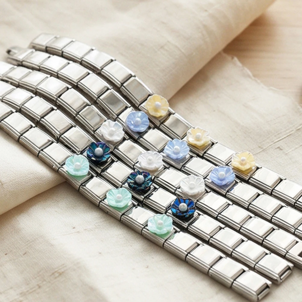 GEMOSA Design Modisches Blumen-Armband im italienischen Stil, passend für 9mm Edelstahl-Schmuckherstellung, DIY Damen Charm-Armband Geschenke 2026 – Detail 1