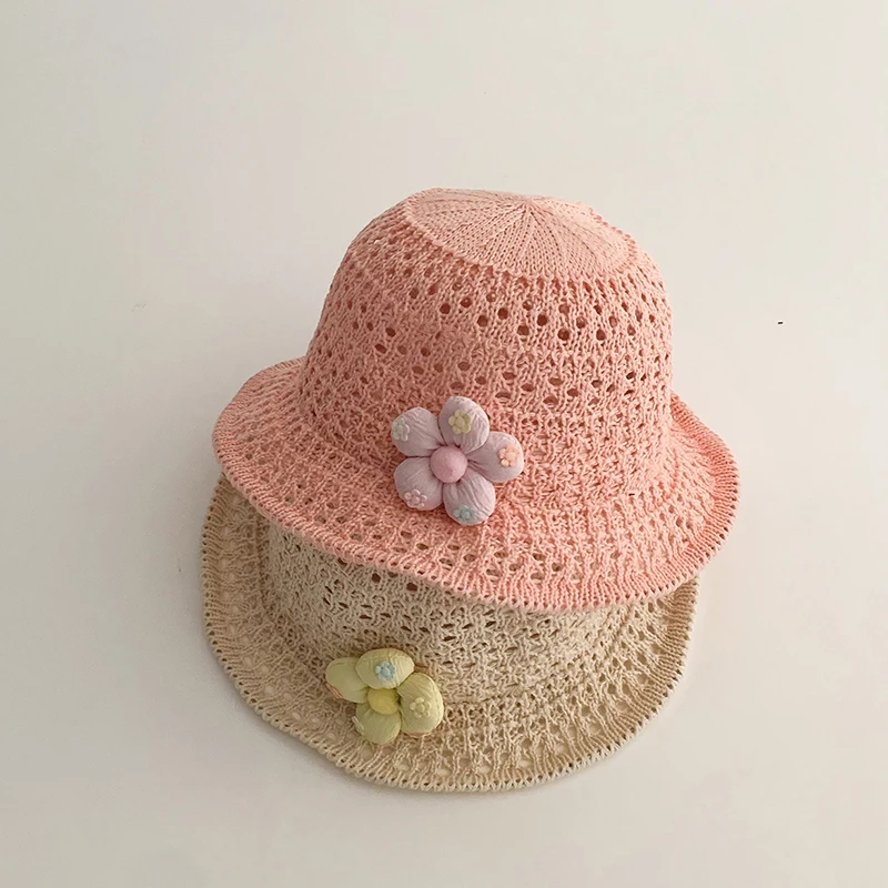 Hot sale Baby Hat Summer Thin Breathable Woven Straw Hat for Girls Sunscreen Cute Cartoon Beach Fisherman Hat 5