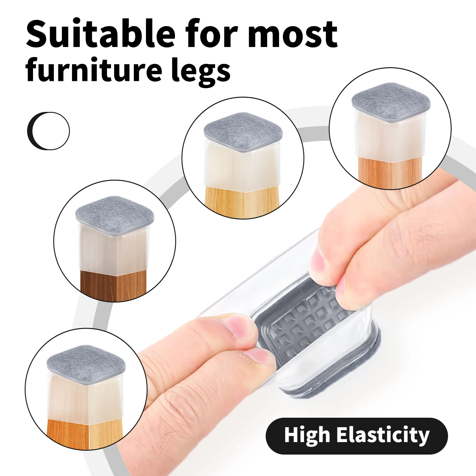 8PCS Grey Chair Leg Floor Protectors with Thick Wrap Felt Pads Silicone Furniture Foot Cover Table Feet  Protect Floors