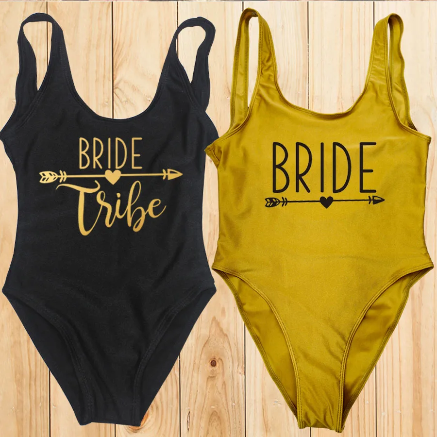 S-3XL One-Piece Swimsuit Women Team Bride Summer Swimwear Higt Cut Low Back Bathing Suit Bachelor Party Swimming Suit Beachwear