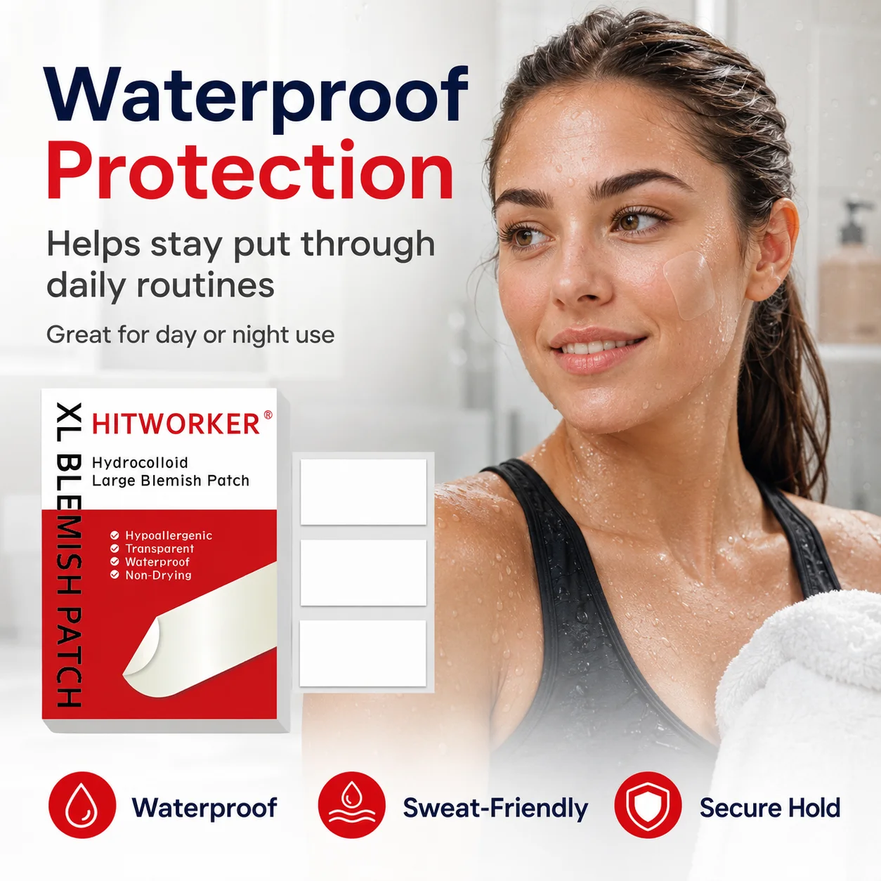 Rectangular High-Quality Colloidal Acne Patch - Alcohol-Free, Odorless, Containing Salicylic Acid and Tea Tree Oil Acne Patch