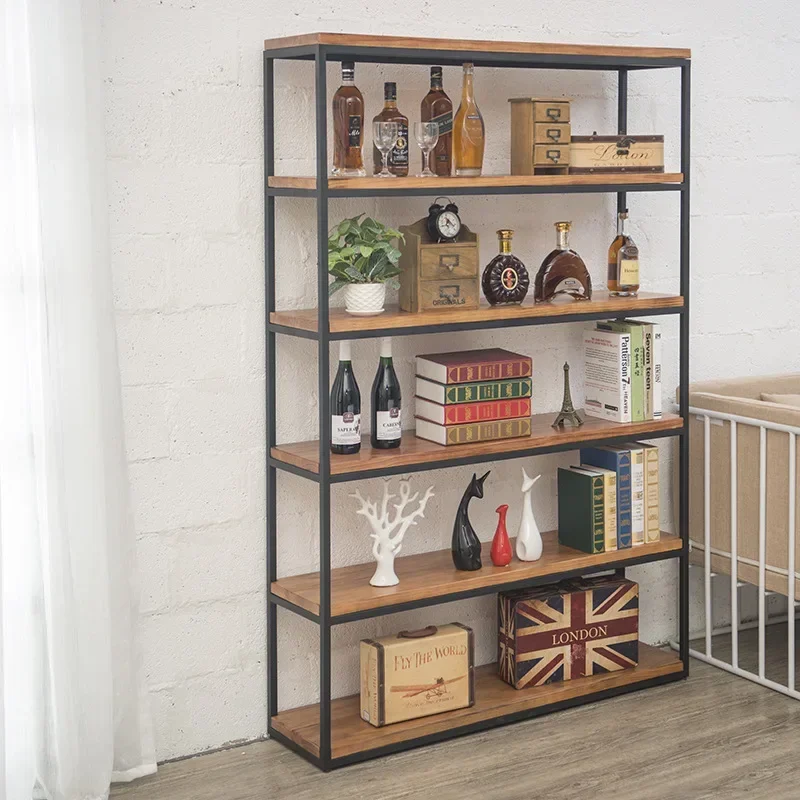 American retro solid wood multi-layer frame creative simple storage rack industrial style wrought iron