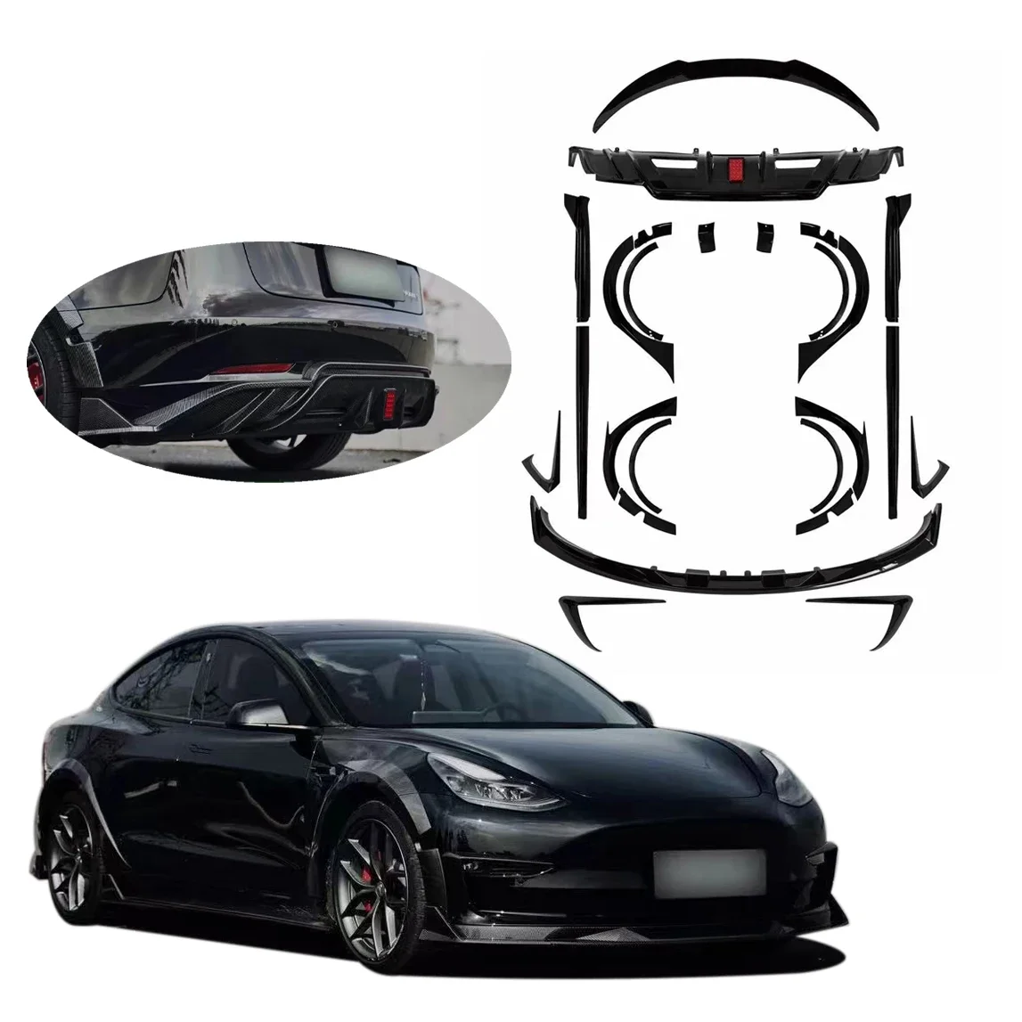 

Factory Hot Sale Body Kit For Tesla Model 3 17-23 rear-guard Performance 4WD Upgrade to Fast Turbo Aerokit wide fender Flare