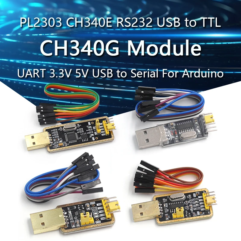 Módulo CH340 en lugar de PL2303, CH340G, CH340E, RS232, USB a TTL, módulo UART, 3,3 V, 5V, USB a Serial para Arduino