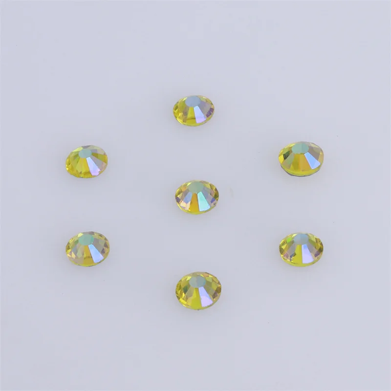 SS10-SS20 4Sizes Lemon Yellow/Citrine AB Flat Back Nail Art Rhinestone Non-Hotfix Crystal Glue-On Glass Strass Stone Decorations