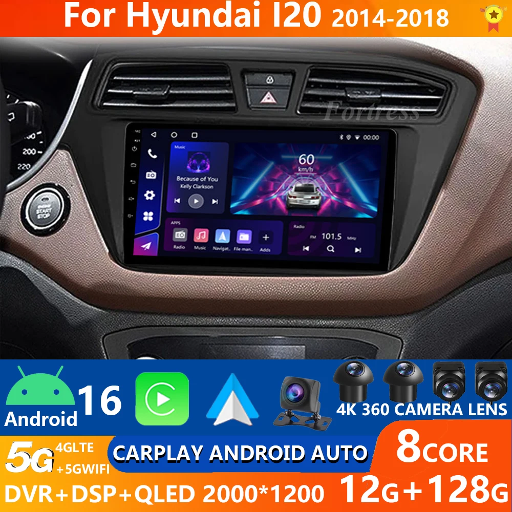 Android 16 для Hyundai i20 2 II GB 2014-2018 Монитор Экран ТВ Мультимедиа Авторадио Навигация Стерео Радио GPS Видеоплеер