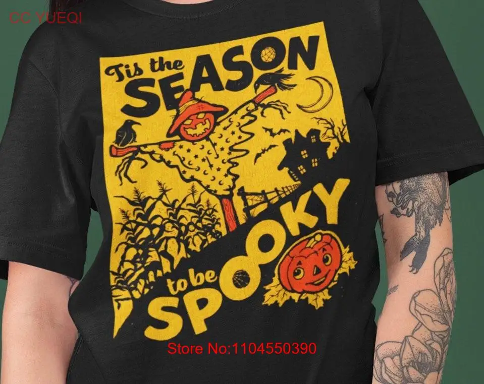 خمر الرجعية هالوين تي شيرت مخيف الموسم الأسود الخريف أزياء القوطي اليقطين الرعب المشجعين ملابس مخيفة #1