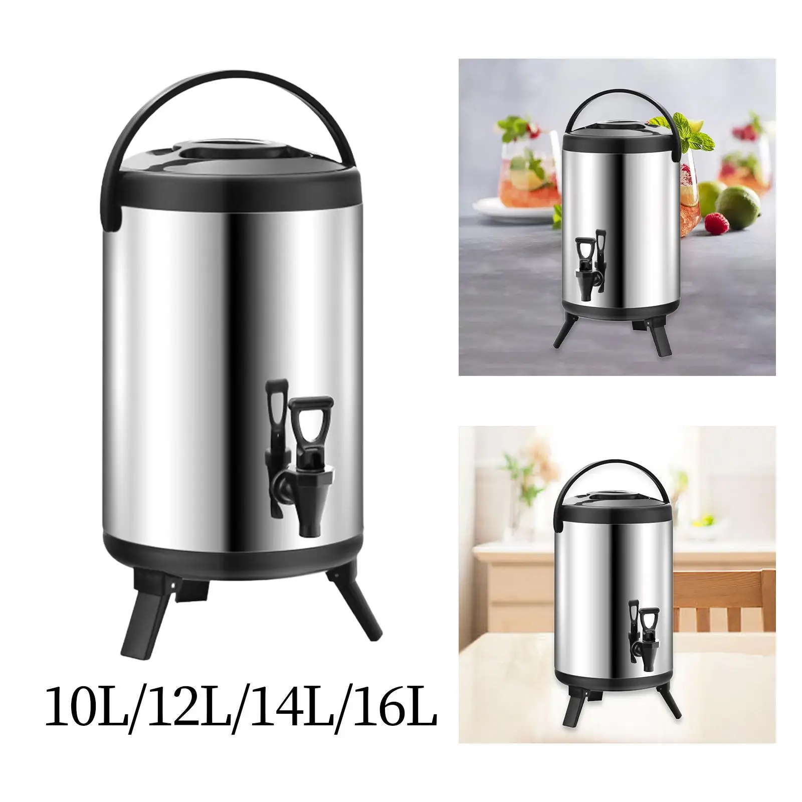 Insulated Tea Barrel Double Layer Beverage Dispenser for Home Coffee Milk