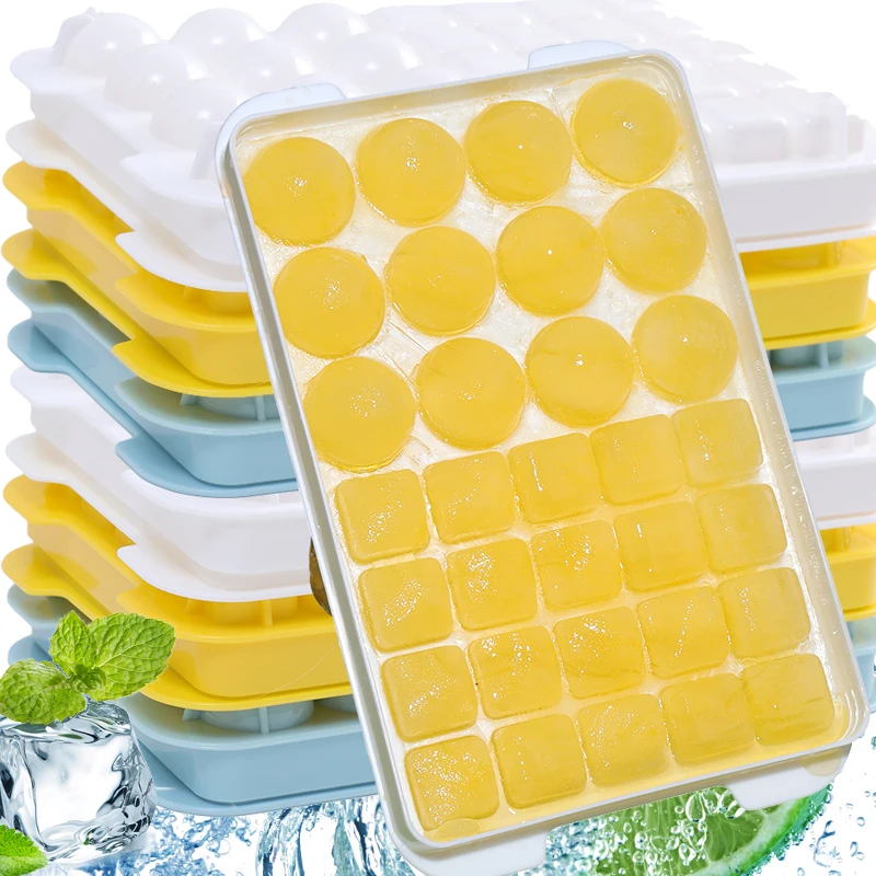 32/37Grids Plastic Round Ball Ice Box Ice Ball Maker with Lid Food Grade Ice Cubes Mould DIY Homemade Cold Drink Kitchen Tools