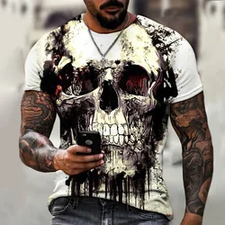 New 2024 hot 3D digital Printed Skull Series 3 pattern Outdoor Fitness sports men's short sleeve T-shirt new design size XXS-6XL