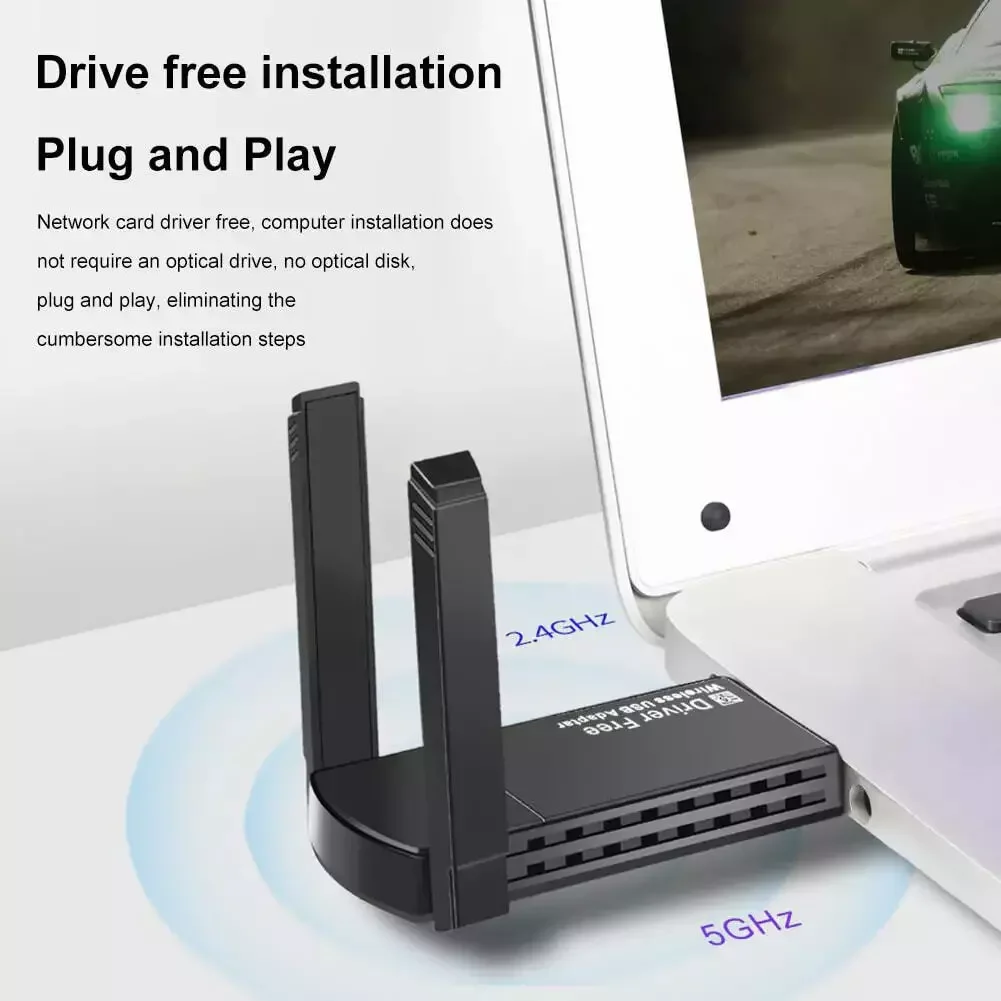 

Беспроводной адаптер Wi-Fi USB 3.0, 1300 Мбит/с, дистанционный ключ, двухдиапазонный сетевой портативный беспроводной адаптер Wi-Fi 5 ГГц для сети в офисе