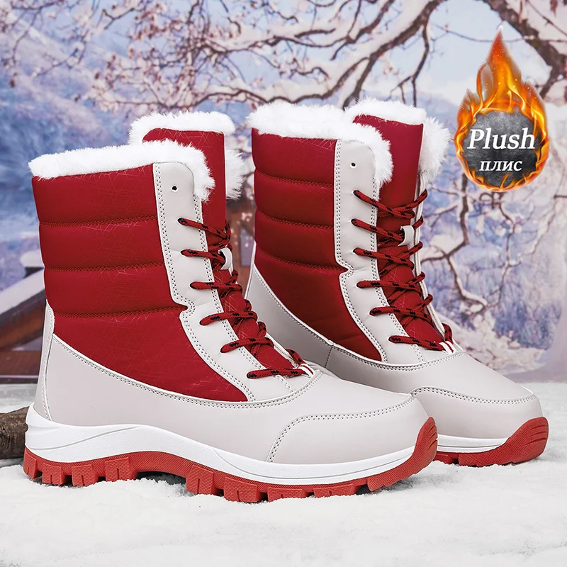 

Winter Women's Fashionable High-quality Comfortable And Warm Snow Boots Outdoor Anti Slip Waterproof Wear-resistant Sports Shoes