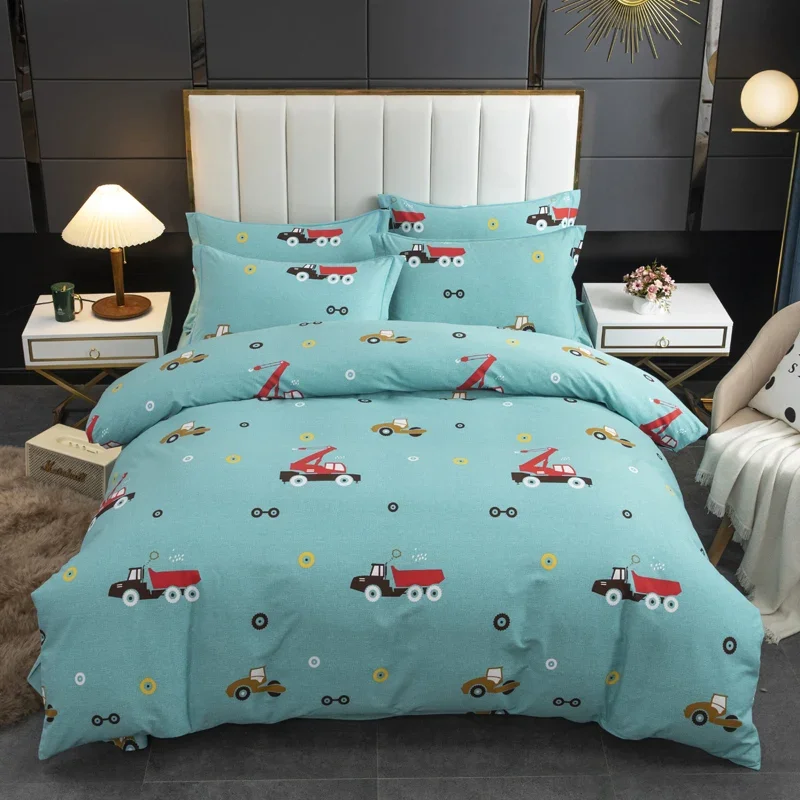 

Cartoon Car Duvet Cover 3 Pieces Cute Vehicles Bedding Set 100% Cotton Reversible Comforter Cover for Kids Boys Girls Bed Decor