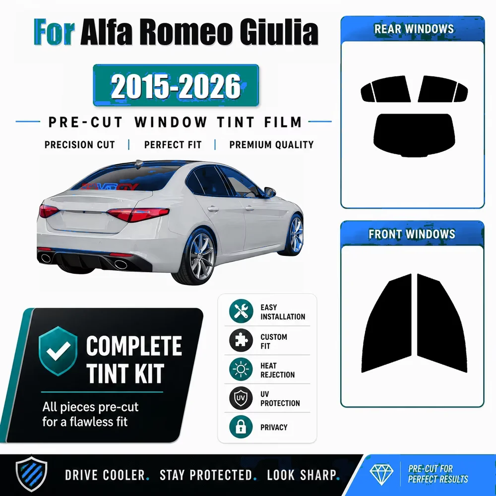 Premium Precut Window Tint Kit For Alfa Romeo Giulia 2015-2026 Nano Ceramic Film