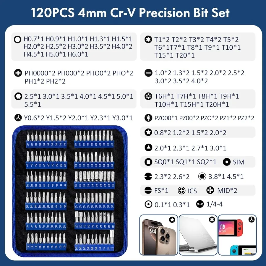 140 في 1 طقم مفك برغي احترافي للكمبيوتر المحمول مجموعة أدوات إصلاح أداة إصلاح الإلكترونيات مع 120 بت مغناطيسي