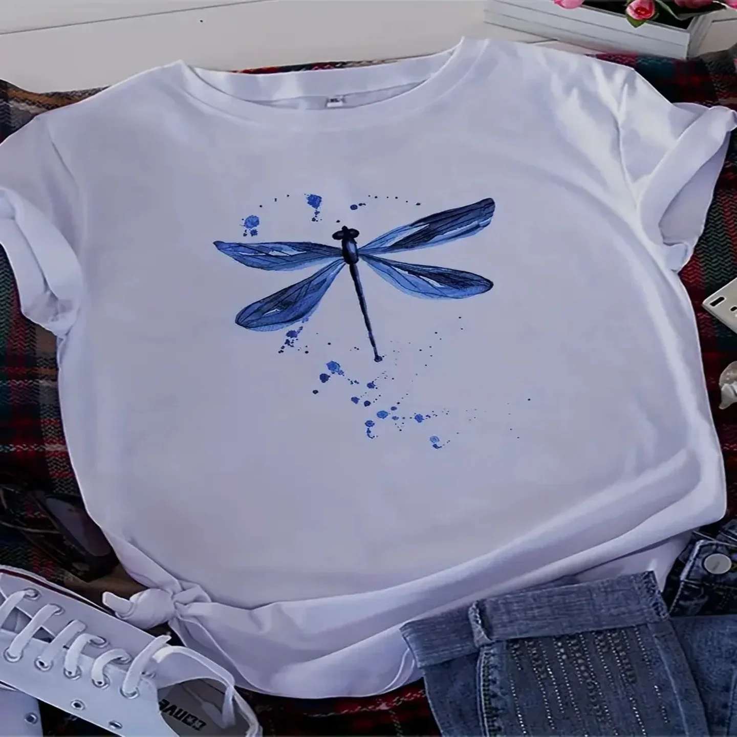 

plus Size Casual Tirt Women's plus Dragoy Print ort Large Size Comfortable Fit ort Sve Tee for plus Size Women