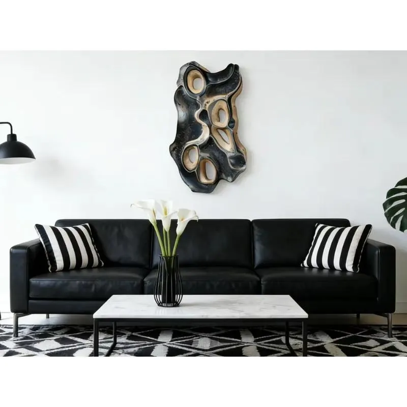 Custom Abstract Curved Wood Carving Wall Decoration Organic Shape Hollow Design Natural Wood Material Home Decor Art