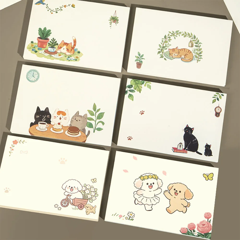 10 pcs Cute cartoon kitten envelope, high-end postcard cover, packaging bag, high-value birthday card, handwritten letterhead