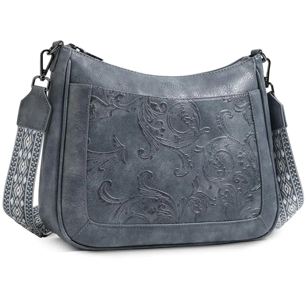 

Женские сумки через плечо, сумка-кроссбоди из веганской кожи с регулируемым ремнем, женские сумки через плечо с тисненым цветочным узором | Меди