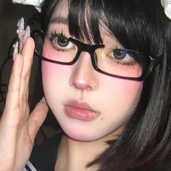 Y2K Black Half Frame Glasses Women Trendy Spectacle Japanese Anime Oval No Lens Eyewears Cosplay Photography Eyeglasses